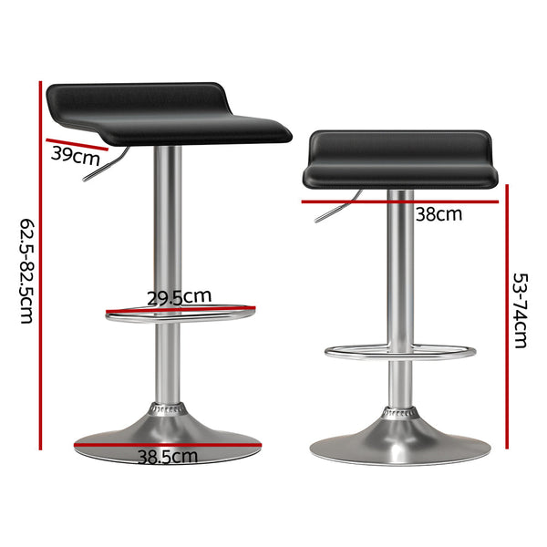 Artiss Bar Stools Kitchen Stool Chairs Dining Gas Lift PU Leather Black x2 Artiss