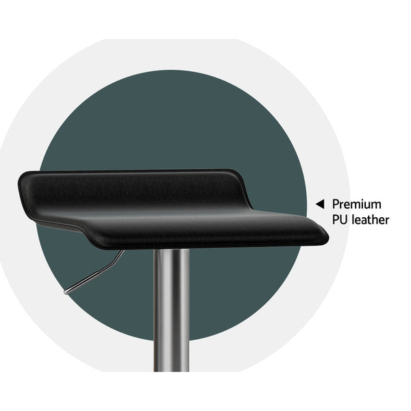 Artiss Bar Stools Kitchen Stool Chairs Dining Gas Lift PU Leather Black x2 Artiss