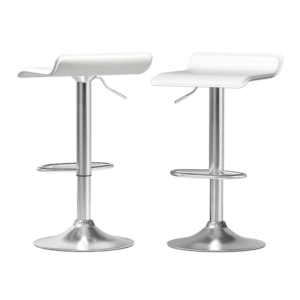Artiss Bar Stools Kitchen Stool Chairs Dining Gas Lift PU Leather White x2 Artiss