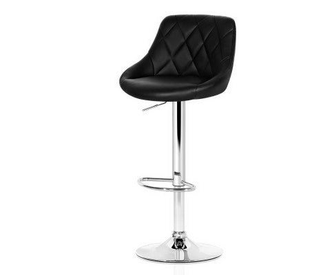 Artiss 2x Bar Stools Kitchen Gas Lift Swivel Chairs Leather Chrome Black freeshipping - Awezingly