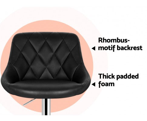 Artiss 2x Bar Stools Kitchen Gas Lift Swivel Chairs Leather Chrome Black freeshipping - Awezingly