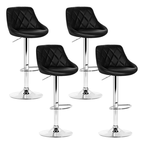 Artiss Set of 4 Bar Stools PU Leather Diamond Style - Black freeshipping - Awezingly