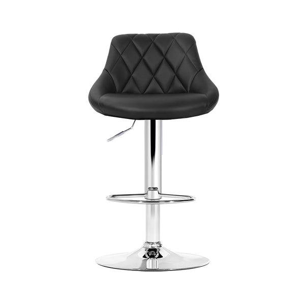 Artiss Set of 4 Bar Stools PU Leather Diamond Style - Black freeshipping - Awezingly