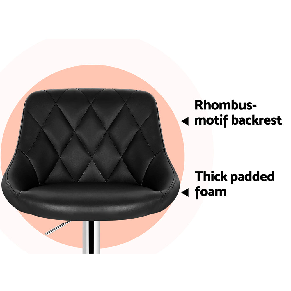 Artiss Set of 4 Bar Stools PU Leather Diamond Style - Black freeshipping - Awezingly