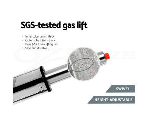 Artiss 2x Bar Stools Kitchen Gas Lift Swivel Chairs Leather Chrome Grey freeshipping - Awezingly