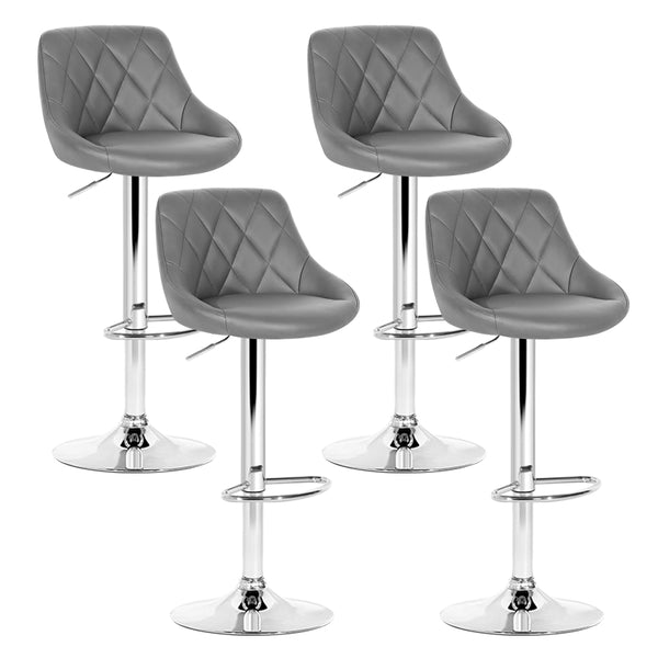 Artiss Set of 4 Bar Stools PU Leather Diamond Style - Grey freeshipping - Awezingly
