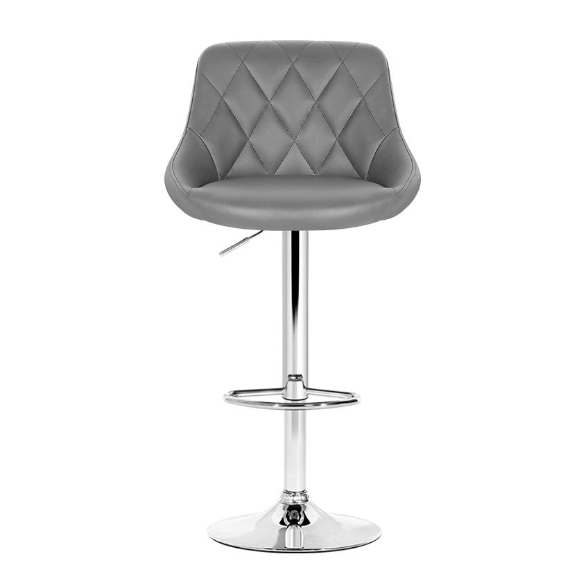 Artiss Set of 4 Bar Stools PU Leather Diamond Style - Grey freeshipping - Awezingly