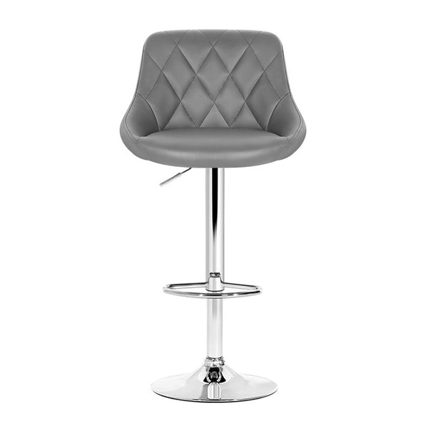 Artiss Set of 4 Bar Stools PU Leather Diamond Style - Grey freeshipping - Awezingly