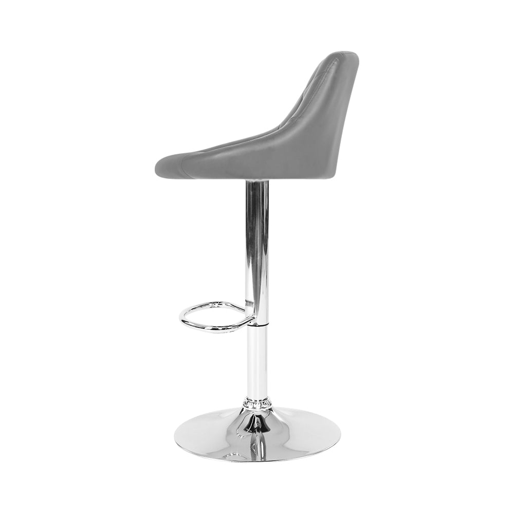 Artiss Set of 4 Bar Stools PU Leather Diamond Style - Grey freeshipping - Awezingly
