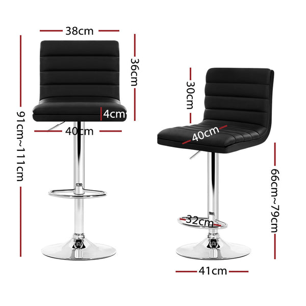 Artiss Set of 4 PU Leather Lined Pattern Bar Stools- Black and Chrome freeshipping - Awezingly