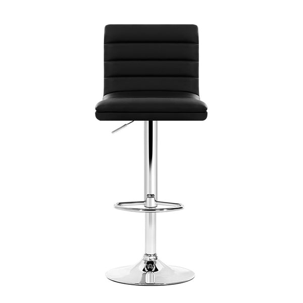 Artiss Set of 4 PU Leather Lined Pattern Bar Stools- Black and Chrome freeshipping - Awezingly