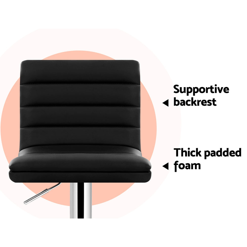 Artiss Set of 4 PU Leather Lined Pattern Bar Stools- Black and Chrome freeshipping - Awezingly
