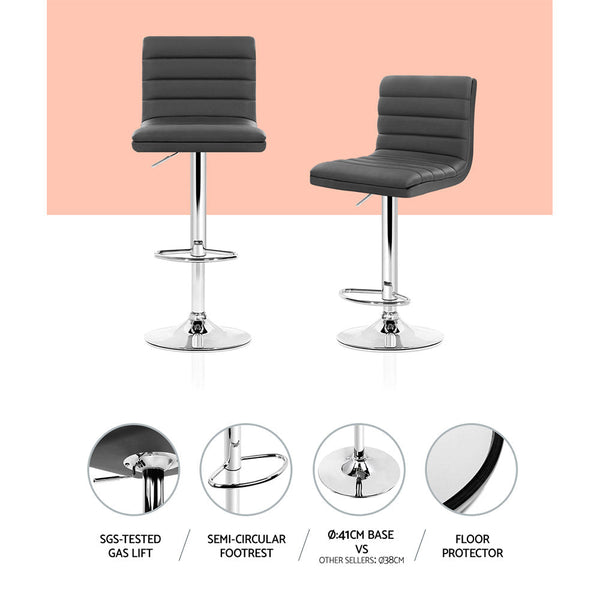 Artiss Set of 2 Bar Stools Kitchen Stool Dining Chairs Grey Artiss