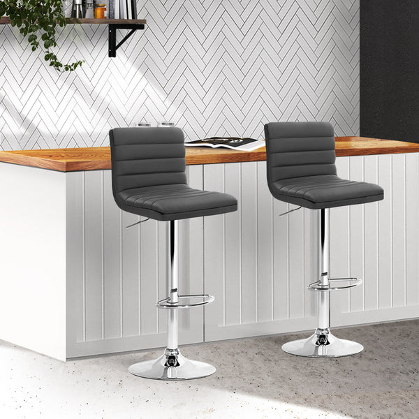 Artiss Set of 2 Bar Stools Kitchen Stool Dining Chairs Grey Artiss