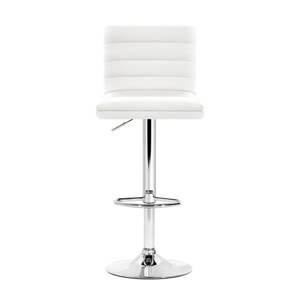 Artiss Set of 4 PU Leather Lined Pattern Bar Stools- White and Chrome freeshipping - Awezingly