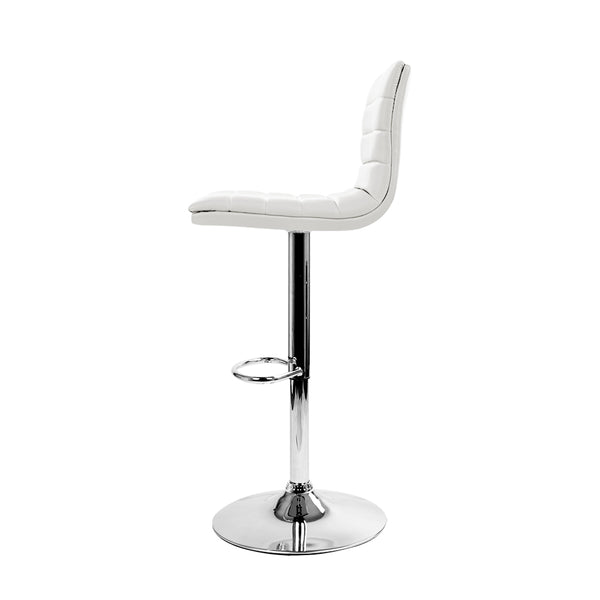 Artiss Set of 4 PU Leather Lined Pattern Bar Stools- White and Chrome freeshipping - Awezingly