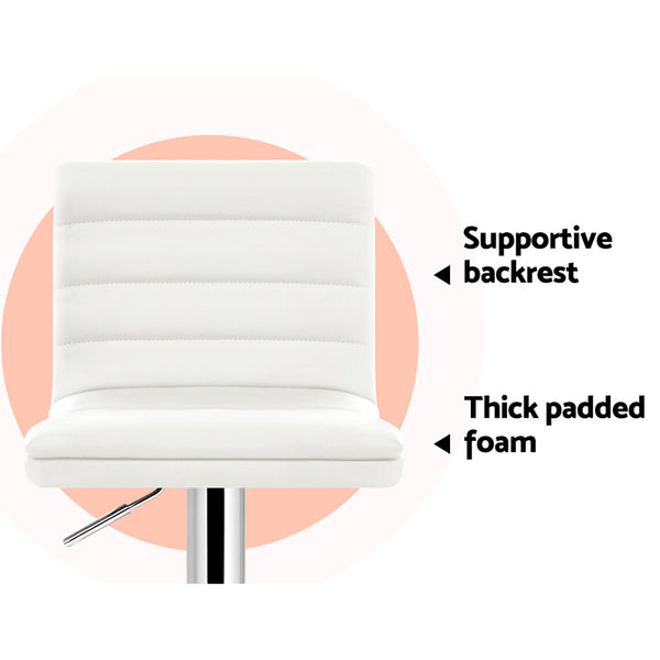 Artiss Set of 4 PU Leather Lined Pattern Bar Stools- White and Chrome freeshipping - Awezingly