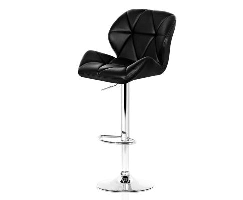 Artiss 2x Bar Stools Gas Lift Kitchen Swivel Chairs Leather Chrome Black freeshipping - Awezingly