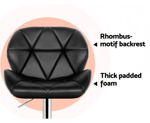 Artiss 2x Bar Stools Gas Lift Kitchen Swivel Chairs Leather Chrome Black freeshipping - Awezingly