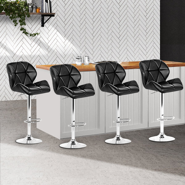 Artiss Set of 4 Kitchen Bar Stools - Black and Chrome freeshipping - Awezingly
