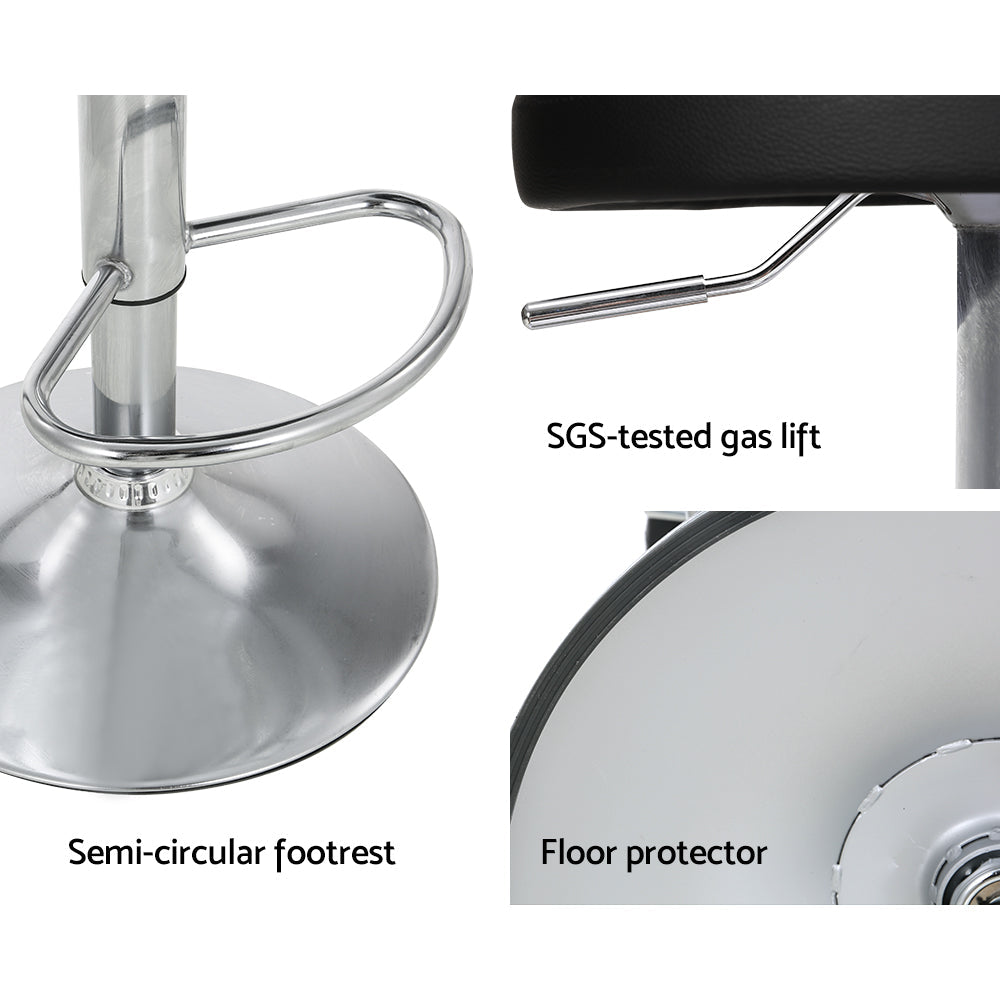 Artiss Bar Stools Kitchen Stool Chairs Dining Gas Lift Swivel Leather Black x2 Artiss