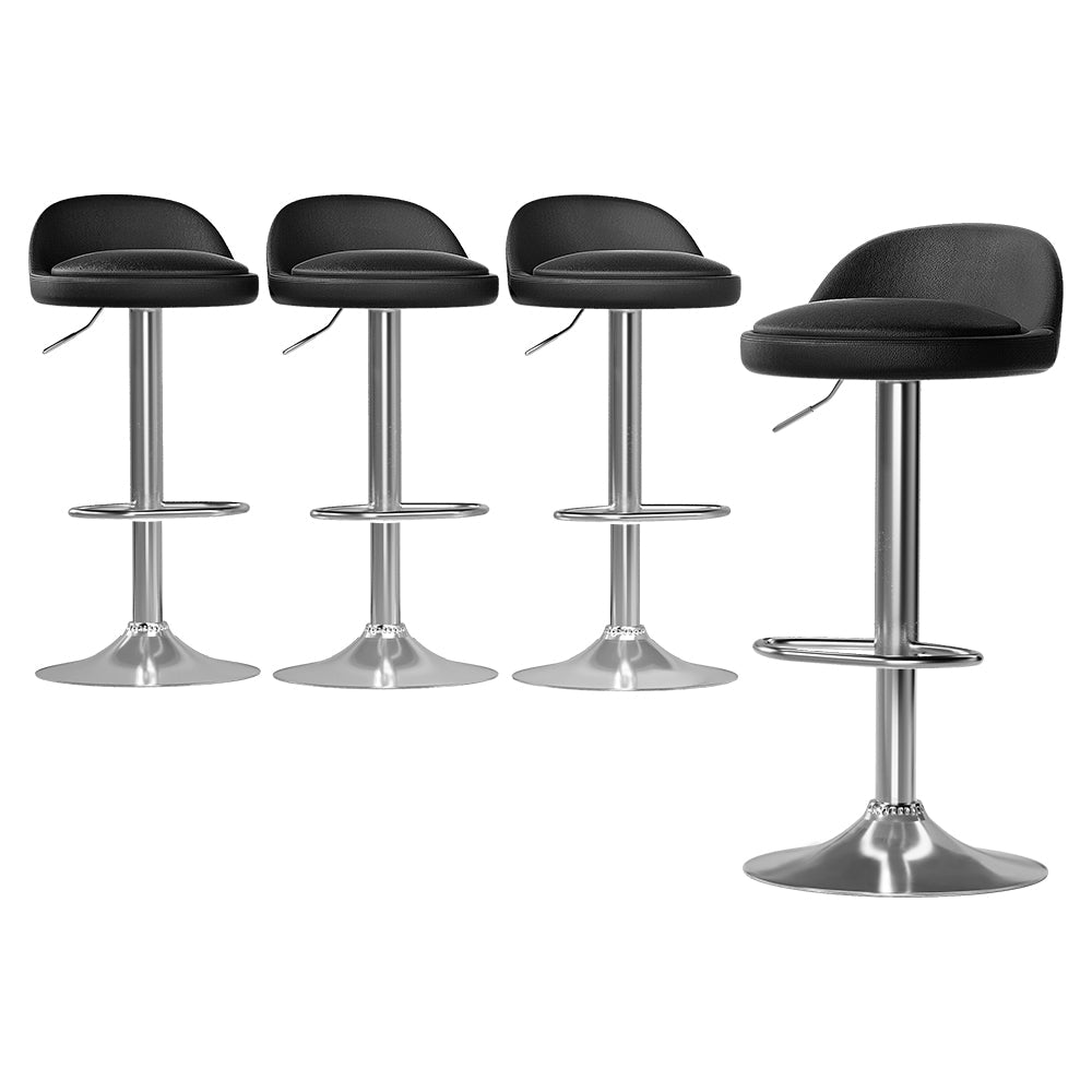 Artiss 4x Bar Stools PU Leather Gas Lift Black Artiss