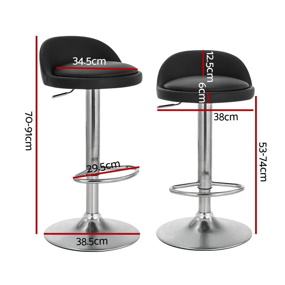 Artiss 4x Bar Stools PU Leather Gas Lift Black Artiss