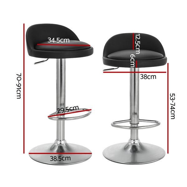 Artiss 4x Bar Stools PU Leather Gas Lift Black Artiss