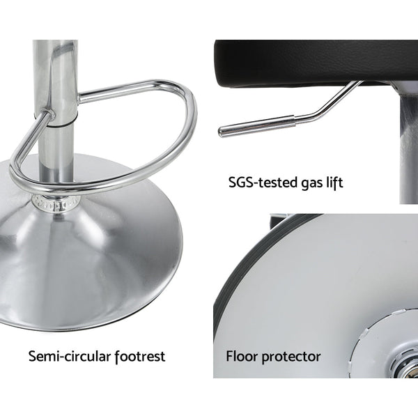 Artiss 4x Bar Stools PU Leather Gas Lift Black Artiss