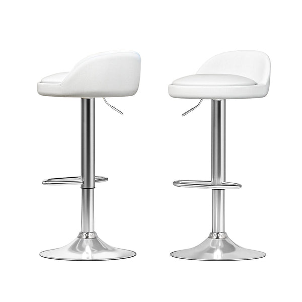 Artiss Bar Stools Kitchen Stool Chairs Dining Gas Lift Swivel Leather White x2 Artiss
