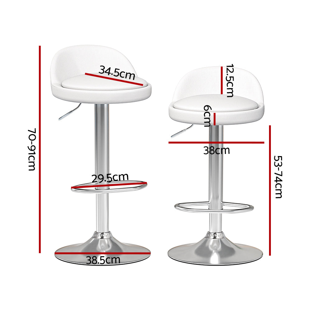 Artiss Bar Stools Kitchen Stool Chairs Dining Gas Lift Swivel Leather White x2 Artiss