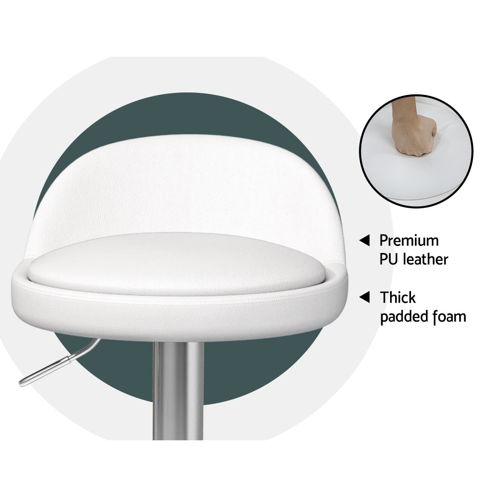 Artiss 4x Bar Stools PU Leather Gas Lift White Artiss