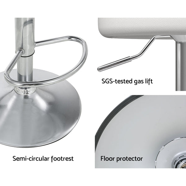 Artiss 4x Bar Stools PU Leather Gas Lift White Artiss