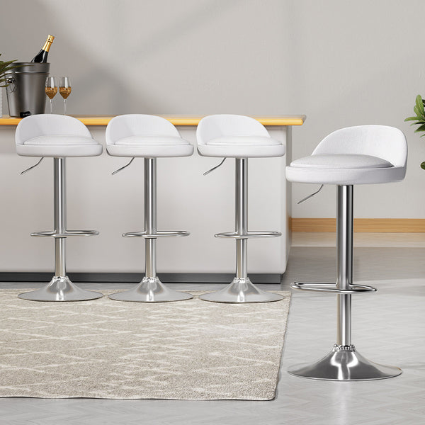 Artiss 4x Bar Stools PU Leather Gas Lift White Artiss