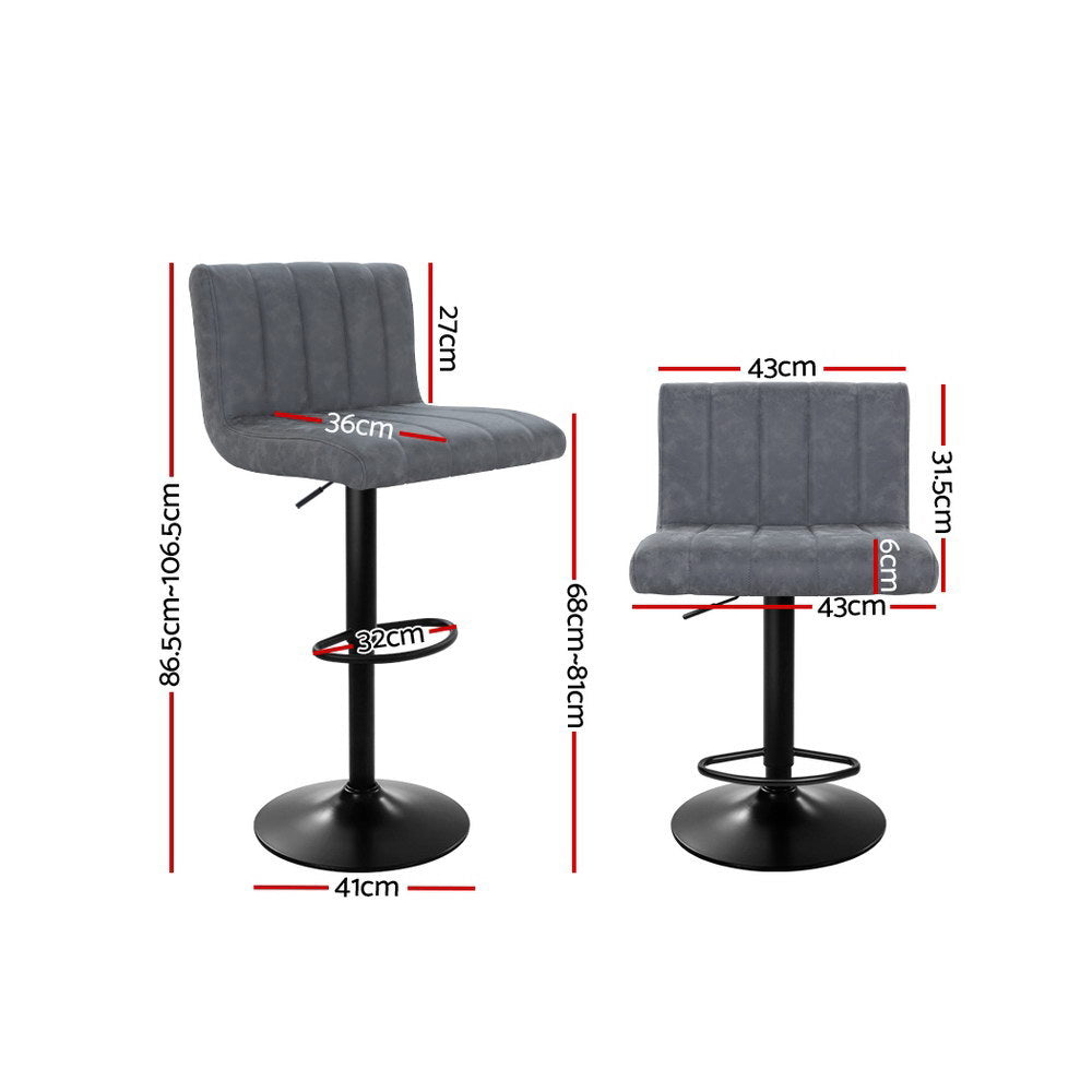 Artiss 2x Kitchen Bar Swivel Leather Gas Lift Stools freeshipping - Awezingly