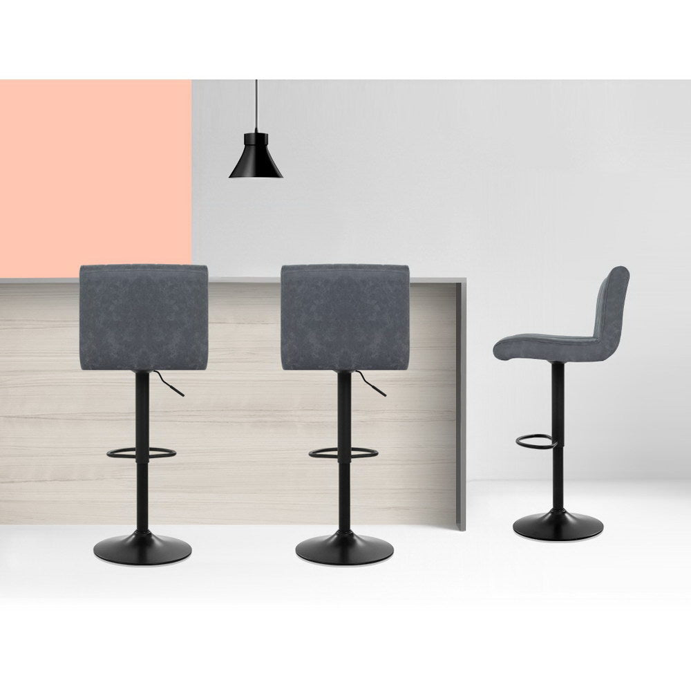 Artiss 2x Kitchen Bar Swivel Leather Gas Lift Stools freeshipping - Awezingly