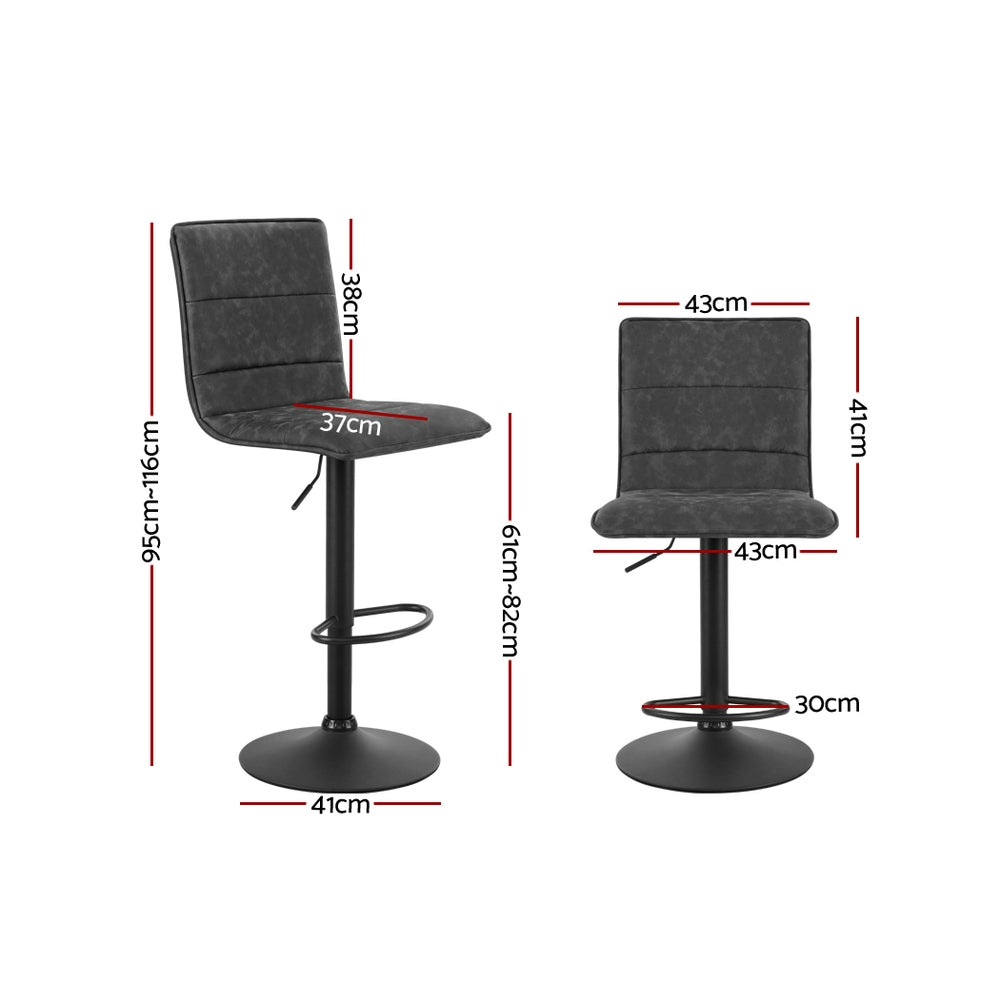 Artiss 2 x Kitchen Bar Stools Grey Black Coated Legs freeshipping - Awezingly