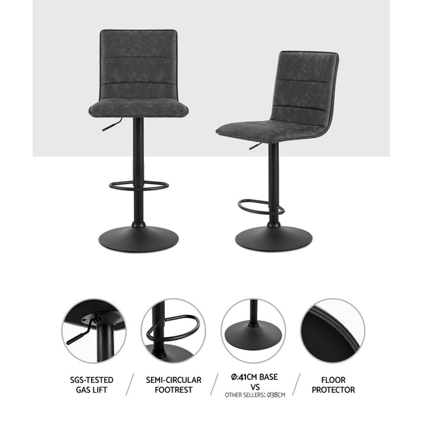 Artiss 2 x Kitchen Bar Stools Grey Black Coated Legs freeshipping - Awezingly