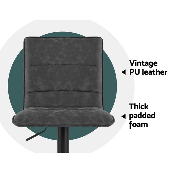 Artiss 2 x Kitchen Bar Stools Grey Black Coated Legs freeshipping - Awezingly