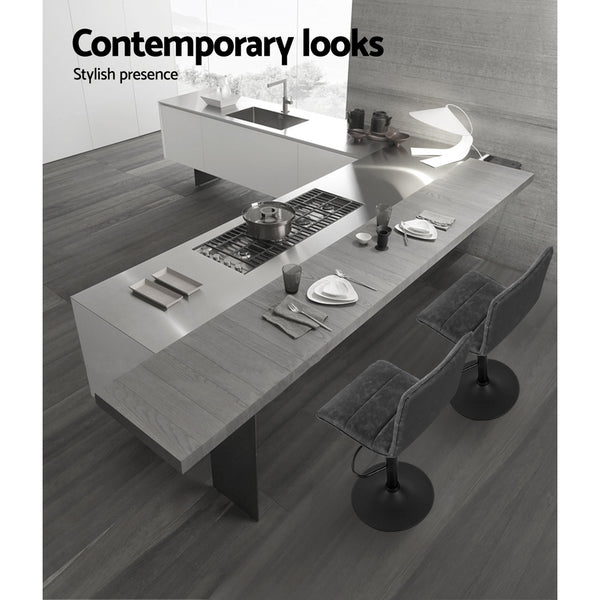 Artiss 2 x Kitchen Bar Stools Grey Black Coated Legs freeshipping - Awezingly