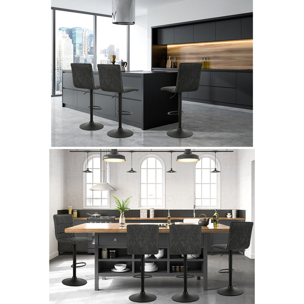 Artiss 2 x Kitchen Bar Stools Grey Black Coated Legs freeshipping - Awezingly