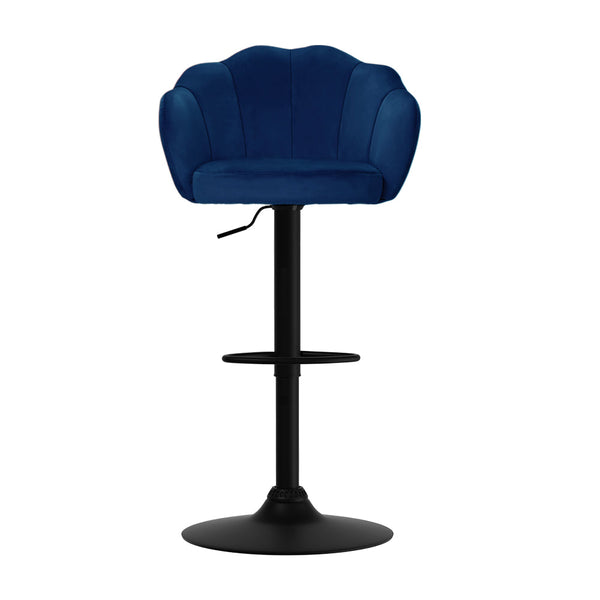 Artiss Set of 2 Bar Stools Kitchen Stool Swivel Chair Gas Lift Velvet Chairs Blue Nessah Artiss