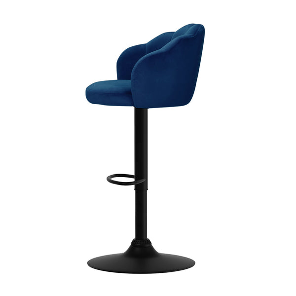 Artiss Set of 2 Bar Stools Kitchen Stool Swivel Chair Gas Lift Velvet Chairs Blue Nessah Artiss