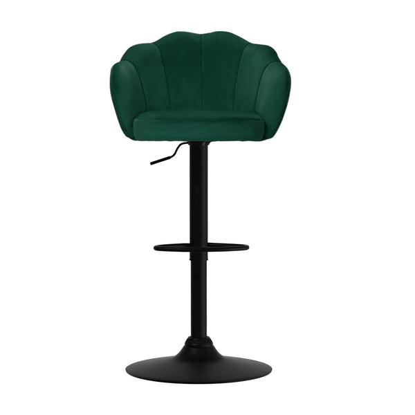 Artiss Set of 2 Bar Stools Kitchen Stool Swivel Chair Gas Lift Velvet Chairs Green Nessah Artiss