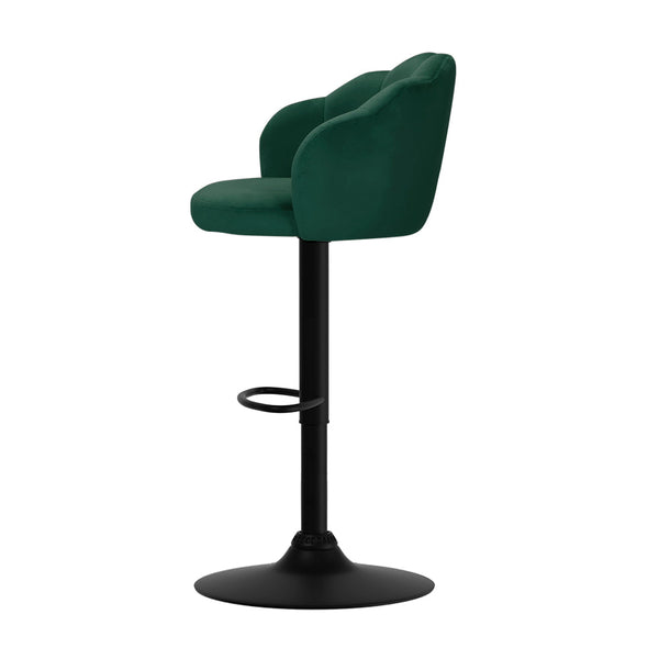 Artiss Set of 2 Bar Stools Kitchen Stool Swivel Chair Gas Lift Velvet Chairs Green Nessah Artiss