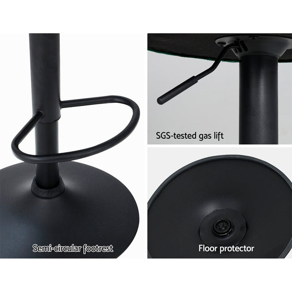 Artiss Set of 2 Bar Stools Kitchen Stool Swivel Chair Gas Lift Velvet Chairs Green Nessah Artiss