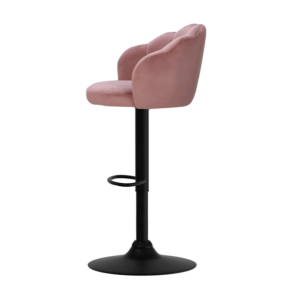 Artiss Set of 2 Bar Stools Kitchen Stool Swivel Chair Gas Lift Velvet Chairs Pink Nessah Artiss