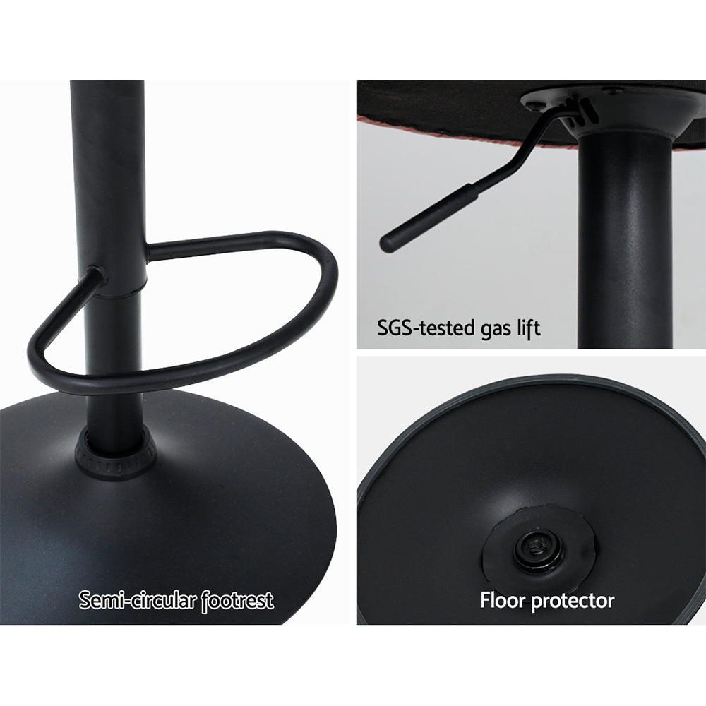 Artiss Set of 2 Bar Stools Kitchen Stool Swivel Chair Gas Lift Velvet Chairs Pink Nessah Artiss