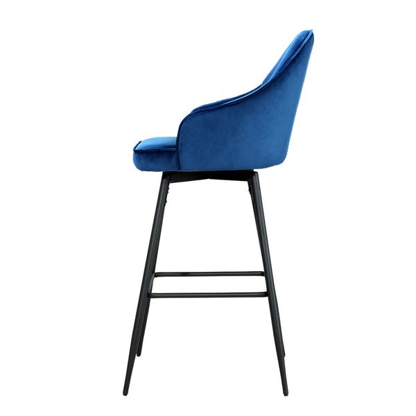 Artiss Set of 2 Bar Stools Kitchen Stool Dining Chairs Velvet Chair Barstool Blue Mesial Artiss