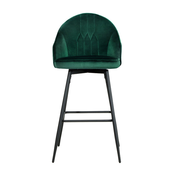 Artiss Set of 2 Bar Stools Kitchen Stool Dining Chairs Velvet Chair Barstool Green Mesial Artiss